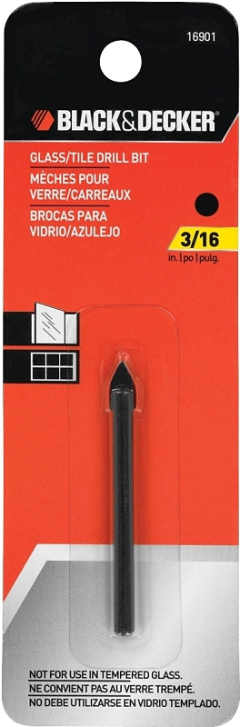 BLACK & DECKER Black+Decker 16901 Drill Bit, 3/16 in Dia, 2-1/4 in OAL, 3/16 in Dia Shank