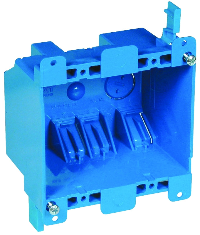 CARLON Carlon B225R-UPC Outlet Box, 25 cu-in, 2-Gang, PVC, Blue, Clamp