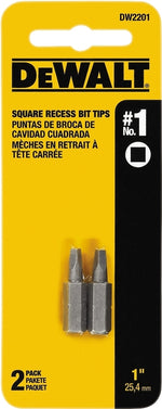 DEWALT DEWALT DW2201 Screwdriver Bit, #1 Drive, Square Recess Drive, 1/4 in Shank, Hex Shank, 1 in L, Steel TOOLS DEWALT