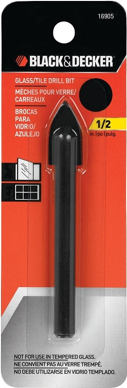 BLACK & DECKER Black+Decker 16905 Drill Bit, 1/2 in Dia, 3-7/8 in OAL, 1/2 in Dia Shank
