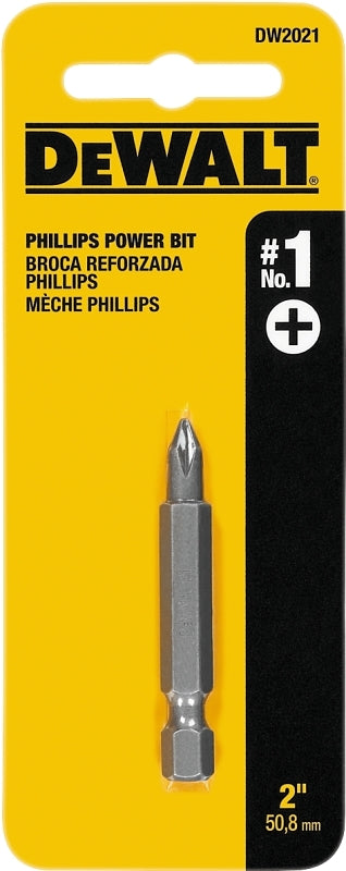 DEWALT DEWALT DW2021 Power Bit, #1 Drive, Phillips Drive, 1/4 in Shank, Hex Shank, 2 in L, Tool Steel TOOLS DEWALT
