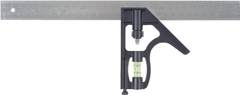 STANLEY STANLEY 46-222 Combination Square, 1 in W Blade, 12 in L Blade, SAE Graduation, Stainless Steel Blade