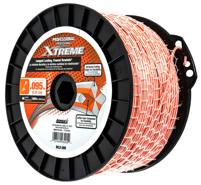 ARNOLD XTREME Arnold Xtreme Professional WLX-395 Trimmer Line Spool, 0.095 in Dia, 800 ft L, Monofilament