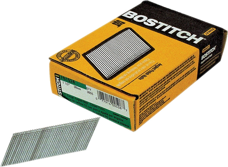 BOSTITCH Bostitch FN1524 Finish Nail, 1-1/2 in L, 15 Gauge, Galvanized Steel, Coated, Round Head, Smooth Shank HARDWARE & FARM SUPPLIES BOSTITCH