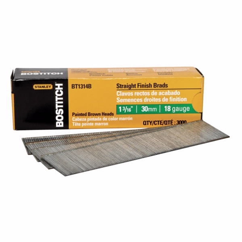 BOSTITCH Bostitch BT1314B Series Nail, Glue Collation, 1-3/16 in L, 18 Gauge, Steel, Coated, Brad Head, Smooth Shank, 3000/PK HARDWARE & FARM SUPPLIES BOSTITCH