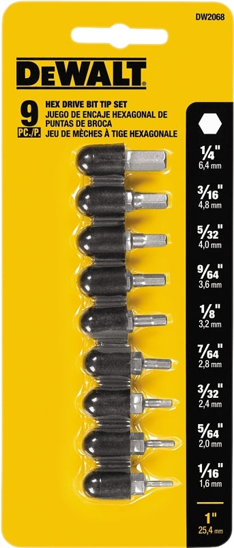 DEWALT DEWALT DW2068 Hex Bit Set, 9-Piece, Steel TOOLS DEWALT