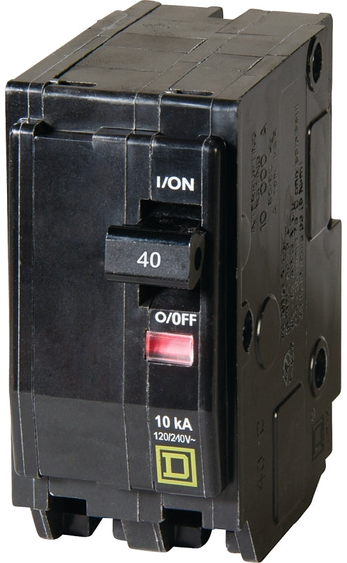 SQUARE D Square D QO QO240C Circuit Breaker, Mini, 40 A, 2 -Pole, 120/240 VAC, 48 VDC, Plug Mounting, Black ELECTRICAL SQUARE D