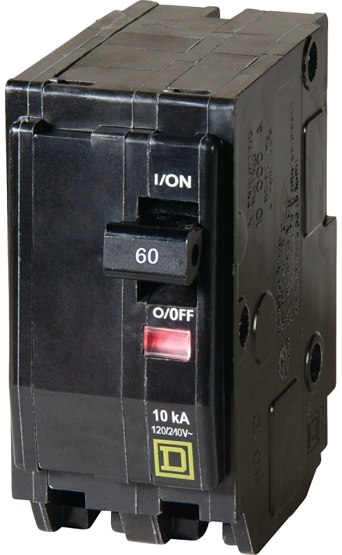 SQUARE D Square D QO QO260C Circuit Breaker, Mini, 60 A, 2-Pole, 120/240 VAC, 48 VDC, Black, Plug ELECTRICAL SQUARE D