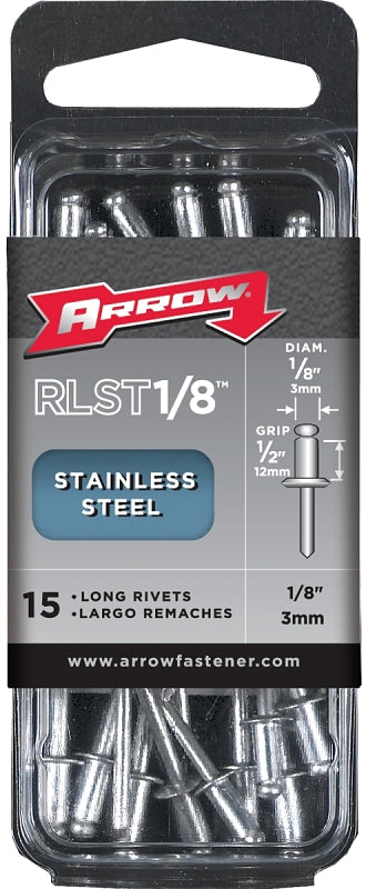 ARROW Arrow RLST1/8 Pop Rivet, Long, 1/2 in L, Stainless Steel TOOLS ARROW