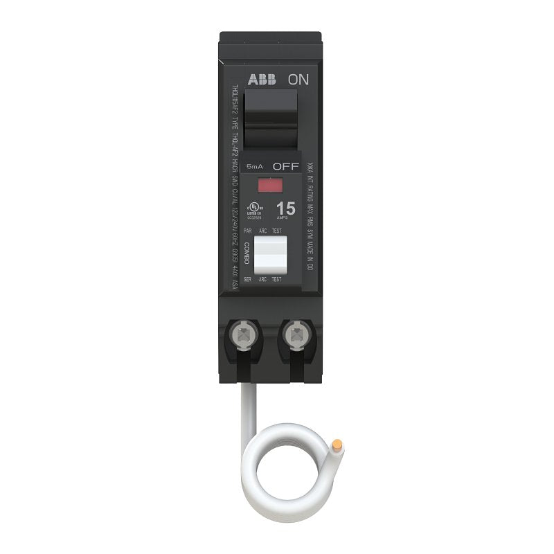 ABB ABB Industrial Solutions THQL Series THQL1115AF2A AFCI Circuit Breaker, 15 A, 1-Pole, 120/240 V, Plug