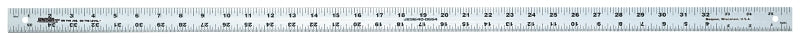 HULTAFORS Johnson J236 Yardstick, SAE Graduation, Aluminum, Clear, 1-1/8 in W, 0.075 in Thick