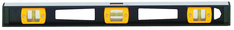 HULTAFORS Johnson 3724 I-Beam Level, 24 in L, 3-Vial, 1-Hang Hole, Non-Magnetic, Aluminum, Black