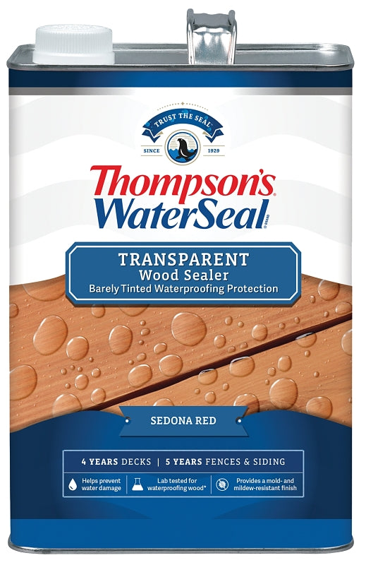 THOMPSON'S WATERSEAL Thompson's WaterSeal TH.091401-16 Wood Sealer, Transparent, Liquid, Sedona Red, 1 gal PAINT THOMPSON'S WATERSEAL