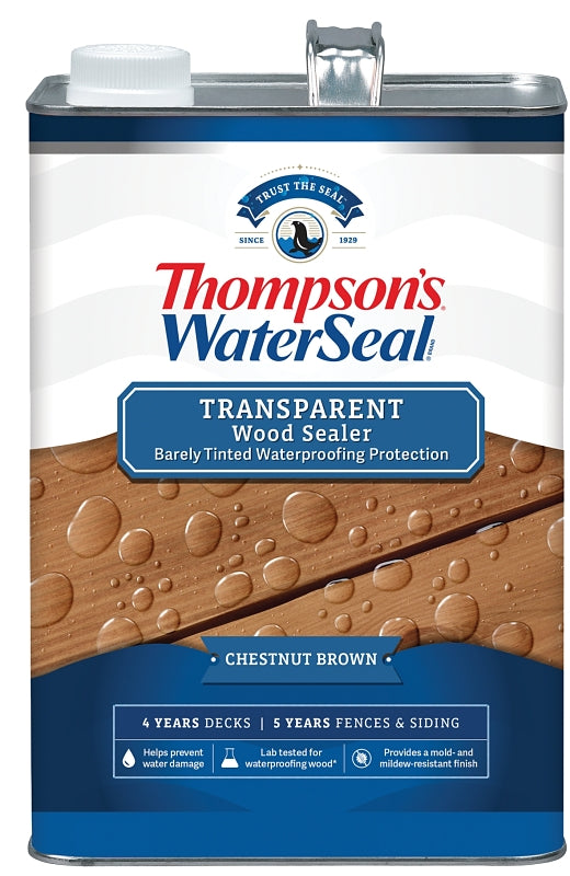 THOMPSONS Thompson's WaterSeal TH.091301-16 Wood Sealer, Transparent, Liquid, Chestnut Brown, 1 gal PAINT THOMPSONS