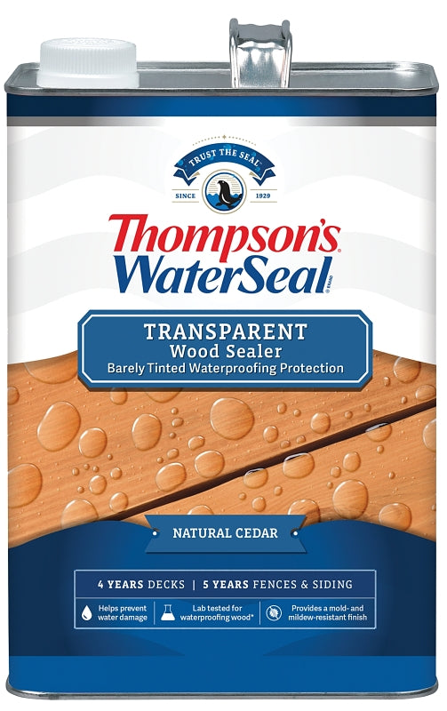 THOMPSON'S WATERSEAL Thompson's WaterSeal TH.091601-16 Stain and Sealer, Natural Cedar, Liquid, 1 gal