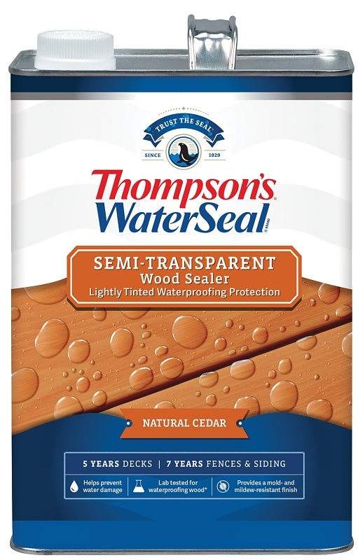 THOMPSON'S WATERSEAL Thompson's WaterSeal TH.092601-16 Wood Sealer, Semi-Transparent, Liquid, Natural Cedar, 1 gal PAINT THOMPSON'S WATERSEAL