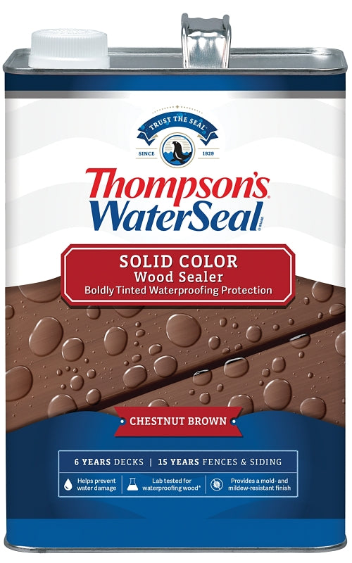 THOMPSON'S WATERSEAL Thompson's WaterSeal TH.093301-16 Wood Sealer, Solid, Liquid, Chestnut Brown, 1 gal PAINT THOMPSON'S WATERSEAL