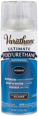 VARATHANE Rust-Oleum 200081 Polyurethane, Gloss, Liquid, Crystal Clear, 11.25 oz, Aerosol Can PAINT VARATHANE