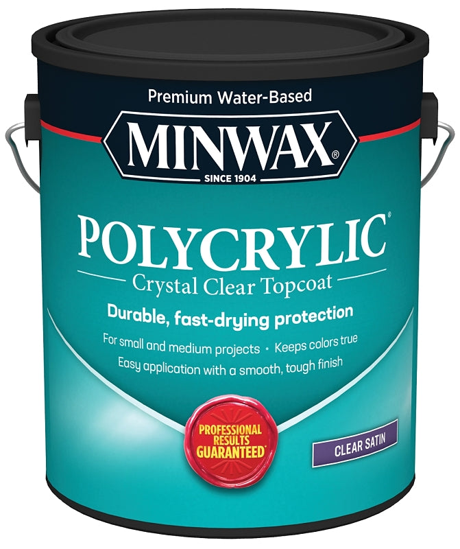 MINWAX Minwax Polycrylic 13333000 Polyurethane, Liquid, Crystal Clear, 1 gal Can
