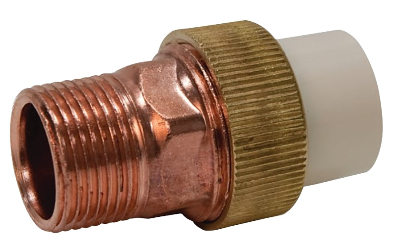 NIBCO Nibco T00320D Transition Pipe Union, 1/2 in, Slip-Joint x MIP, Brass/CPVC