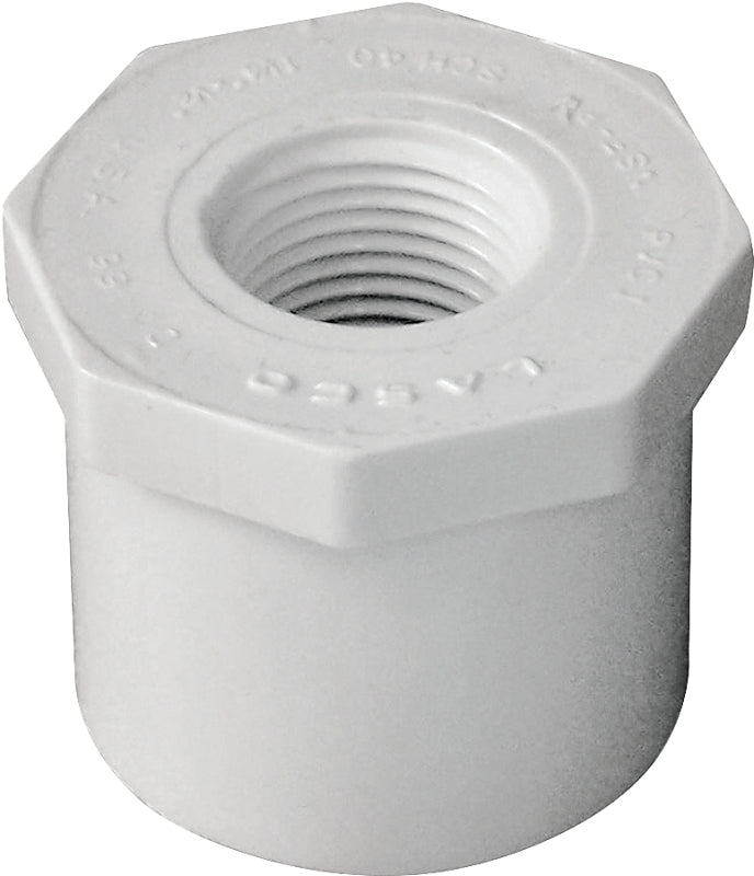 IPEX IPEX 435726 Reducing Bushing, 1-1/4 x 1/2 in, Spigot x FPT, White, SCH 40 Schedule, 150 psi Pressure