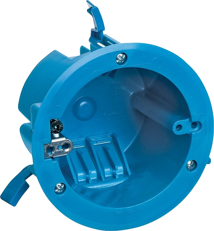 CARLON Carlon B618RR Ceiling Box, 4-1/4 in W, 4-1/4 in D, 2-5/8 in H, 1-Gang, Polycarbonate, Blue ELECTRICAL CARLON