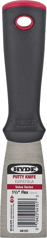 HYDE Hyde Value Series 04101 Putty Knife, 1-1/2 in W Blade, HCS Blade, Polypropylene Handle, Ergonomic Handle PAINT HYDE