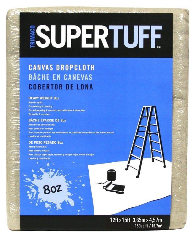 TRIMACO Trimaco 58903 Drop Cloth, 15 ft L, 12 ft W, Canvas, Tan PAINT TRIMACO