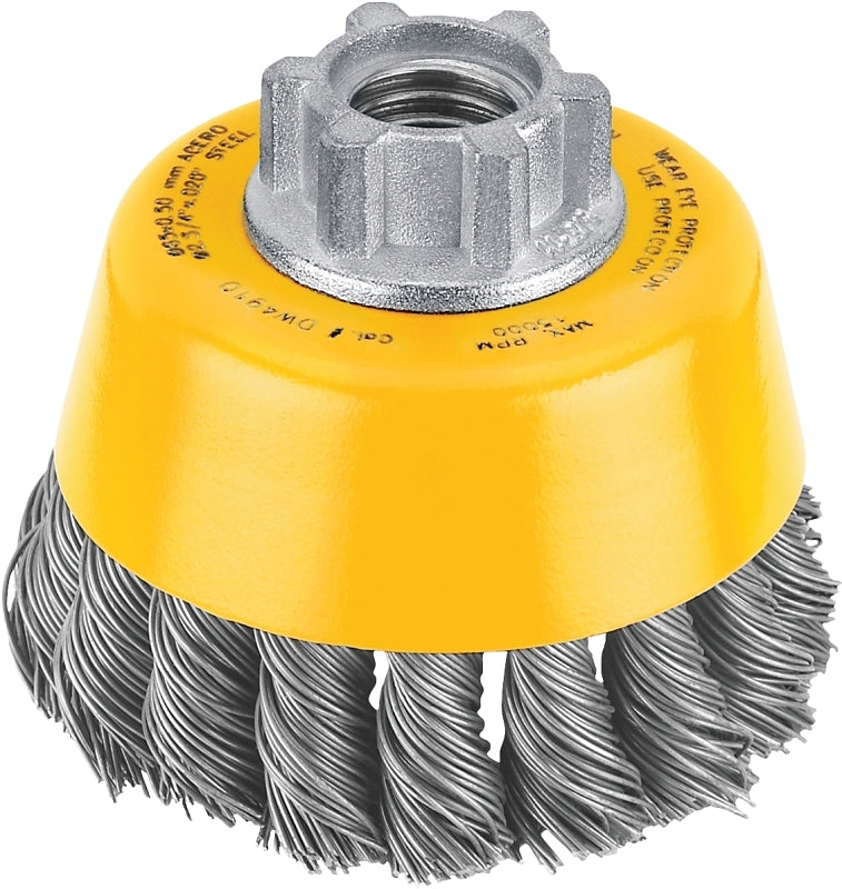 DEWALT DEWALT DW4910 Wire Cup Brush, 3 in Dia, 5/8-11 Arbor/Shank, 0.02 in Dia Bristle, 7/8 in L Bristle Trim