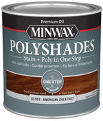 MINWAX Minwax 214754444 Waterbased Polyurethane Stain, Gloss, Liquid, American Chestnut, 0.5 pt, Can PAINT MINWAX