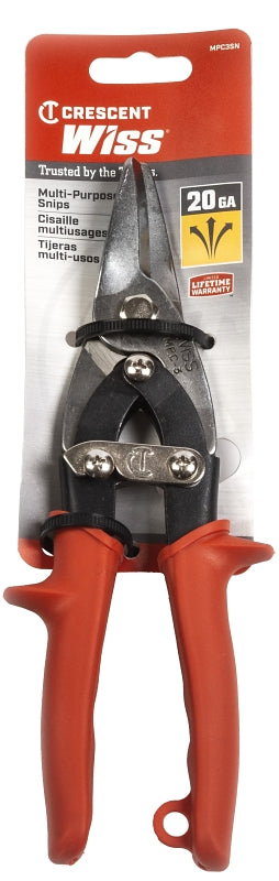 WISS Crescent Wiss MPC3N Utility Snip, 9 in OAL, 1-3/8 in L Cut, Straight Cut, Molybdenum Steel Blade, Non-Slip Handle TOOLS WISS