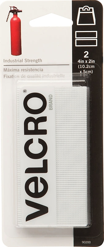 VELCRO BRAND VELCRO Brand 90200 Hook and Loop Fastener, 2 in W, 4 in L, Nylon, White, Rubber Adhesive