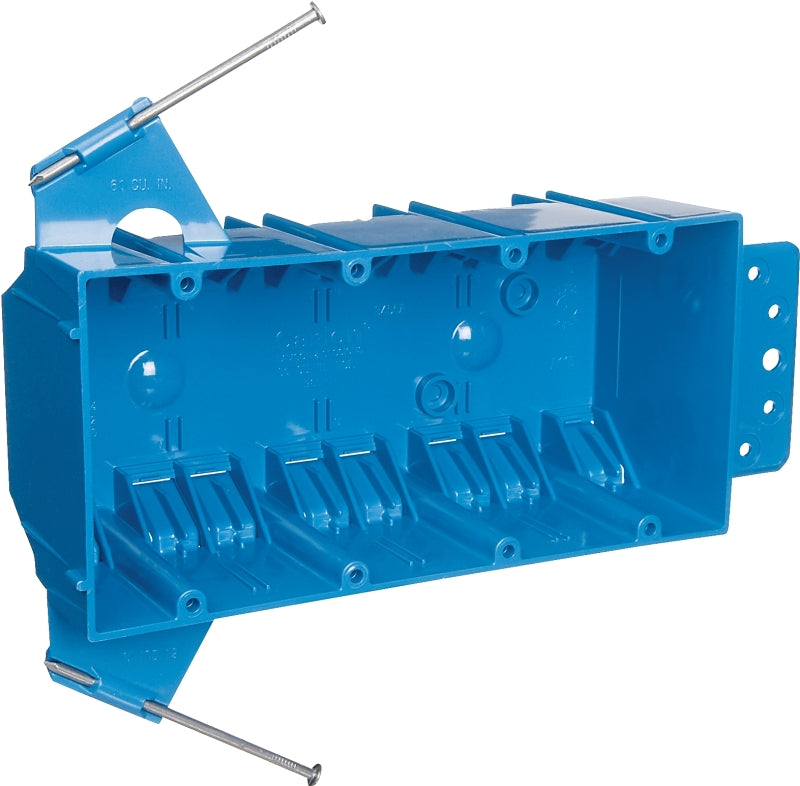 CARLON Carlon B455A-UPC Outlet Box, 4-Gang, PVC, Blue, Bracket ELECTRICAL CARLON