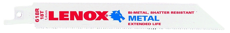 LENOX Lenox 20566618R Series Reciprocating Saw Blade, Applicable Materials: Ferrous/Non-Ferrous Metal, 3/4 in W, 6 in L