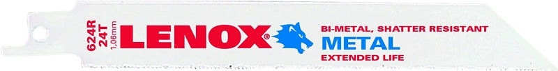 LENOX Lenox 20568624R Series Reciprocating Saw Blade, Applicable Materials: Nail-Embedded Wood, 3/4 in W, 6 in L, 24 TPI TOOLS LENOX
