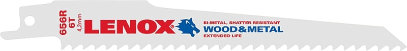 LENOX Lenox 20572656R Reciprocating Saw Blade, 3/4 in W, 6 in L, 6 TPI, High-Speed Cobalt Cutting Edge TOOLS LENOX