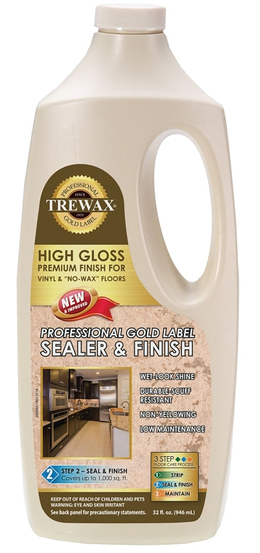 TREWAX Trewax Gold Label 887135027 Sealer Wax, 32 fl-oz, Liquid, Acrylic, Milky White