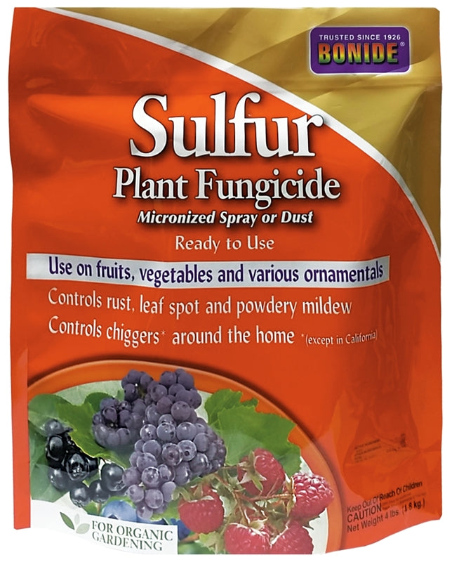 BONIDE Bonide 142 Series Plant Fungicide, 4 lb Bag, Powder, Rotten Egg, Pale Yellow, Compositions: Sulfuric Acid