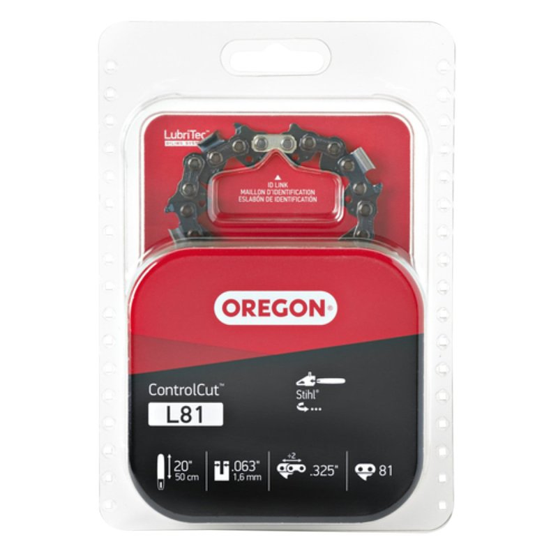 OREGON Oregon L81 Chainsaw Chain, 20 in L Bar, 0.63 Gauge, 0.325 in TPI/Pitch, 81-Link