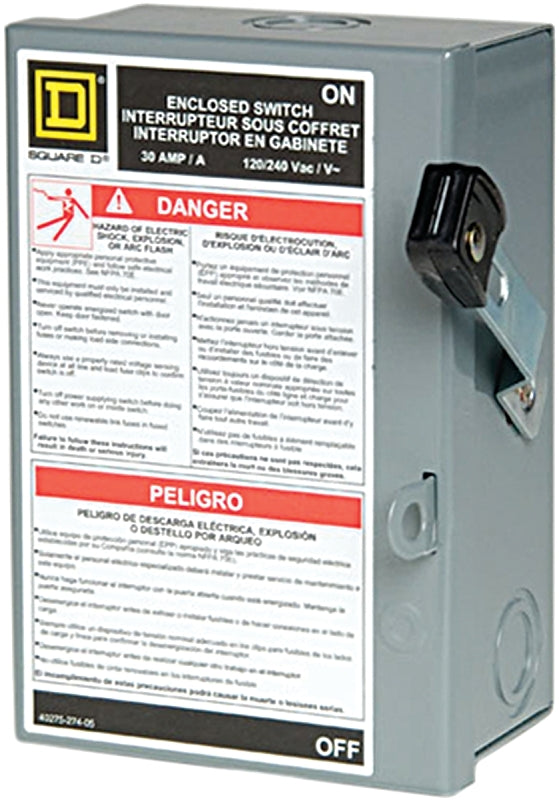 SQUARE D Square D L221N Safety Switch, 2-Pole, 30 A, 240 V, DPST, Lug Terminal ELECTRICAL SQUARE D