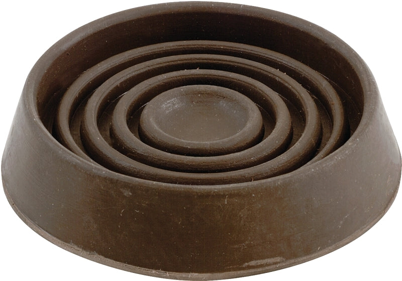 SHEPHERD Shepherd Hardware 9075 Caster Cup, Round, 1-1/2 in Dimensions, Rubber, Brown, 4/PK