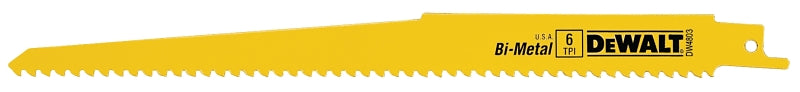 DEWALT DEWALT DW4803 Reciprocating Saw Blade, Applicable Materials: Wood, 3/4 in W, 9 in L, 6 TPI