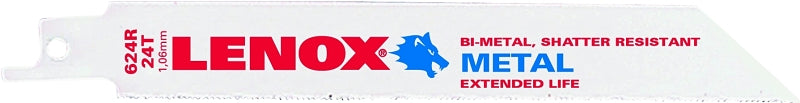 LENOX Lenox 20569S624R Reciprocating Saw Blade, Applicable Materials: Nail-Embedded Wood, 3/4 in W, 6 in L, 24 TPI TOOLS LENOX