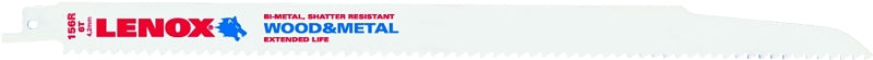 LENOX Lenox 20586S156R Reciprocating Saw Blade, 3/4 in W, 12 in L, 6 TPI, High-Speed Cobalt Cutting Edge TOOLS LENOX