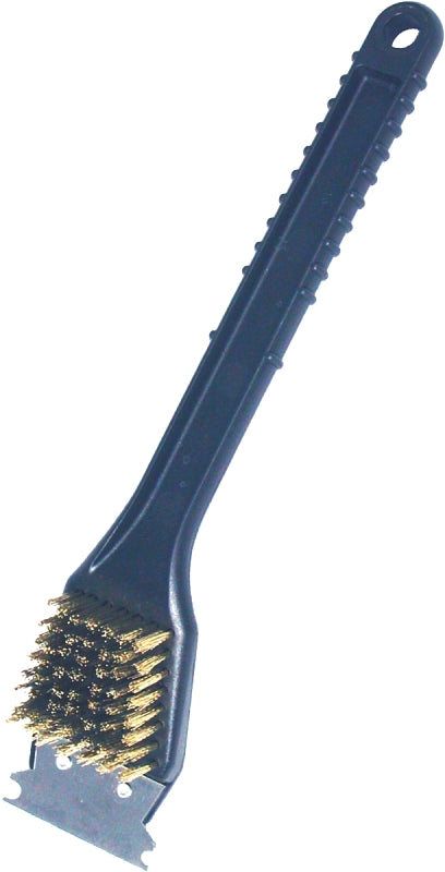 BIRDWELL CLEANING Birdwell 844-48 Barbecue Grill Brush with Metal Scraper, Brass Bristle, 3/4 in L Trim, Polypropylene Handle, 12-1/2 in L