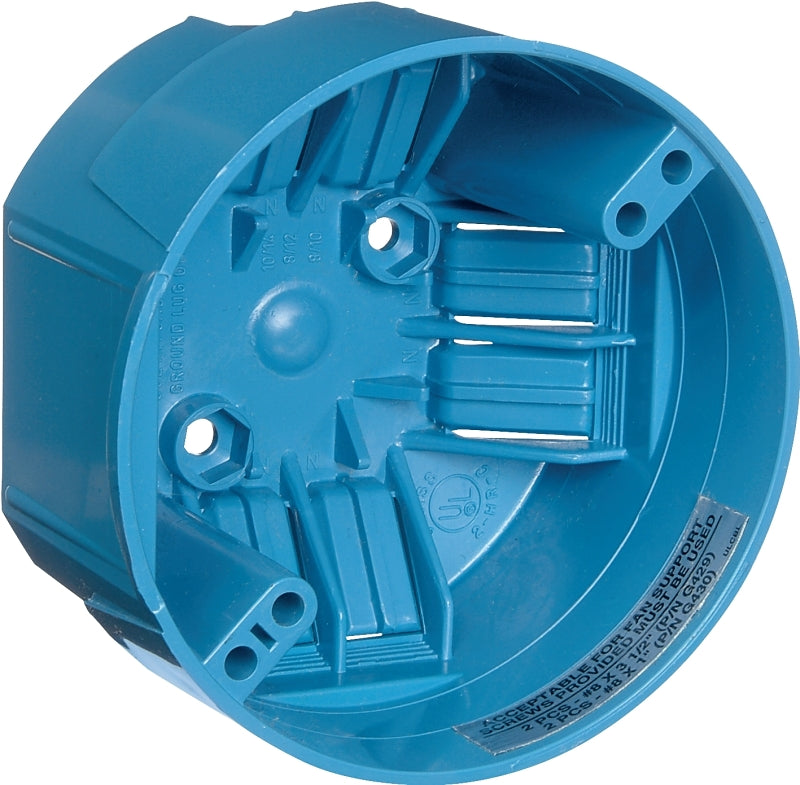 CARLON Carlon B720R-SHK Ceiling Fan Box, 2-5/16 in D, 1 -Gang, PVC, Blue ELECTRICAL CARLON