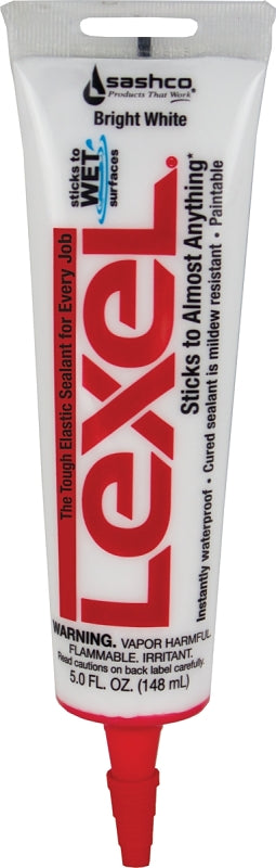 SASHCO Sashco 13033 Elastic Sealant, White, 7 days Curing, 0 to 120 deg F, 5 oz Tube