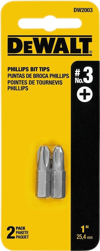 DEWALT DEWALT DW2003 Insert Bit Tip, #3 Drive, Phillips Drive, 1/4 in Shank, Hex Shank, 1 in L, Tool Steel TOOLS DEWALT