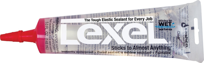 SASHCO Sashco 13013 Elastic Sealant, Clear, 7 days Curing, 0 to 120 deg F, 5 oz Tube