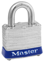MASTER LOCK Master Lock 3UP Padlock, Open Shackle, 9/32 in Dia Shackle, 3/4 in H Shackle, Steel Shackle, Steel Body, Laminated